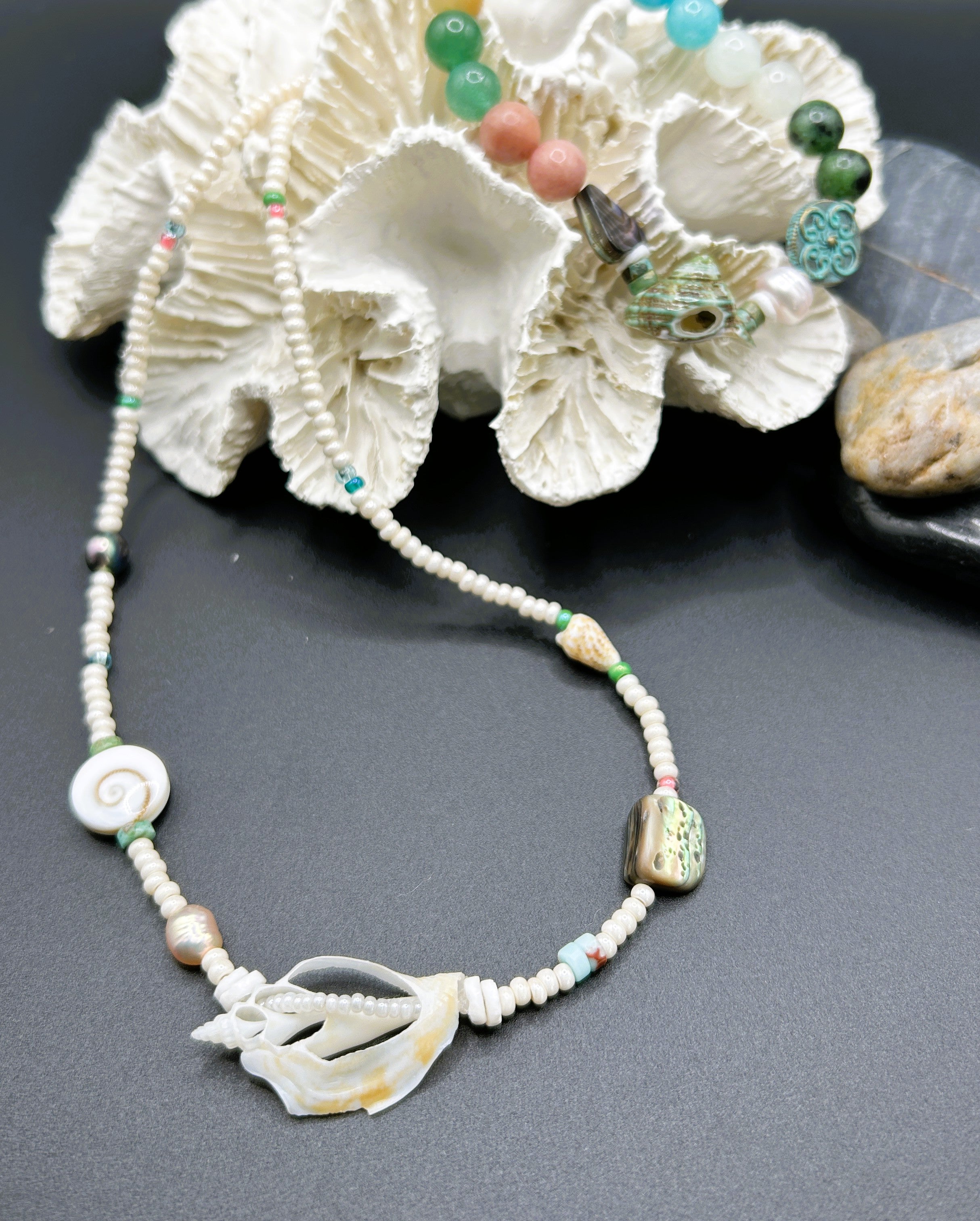 Necklace on coral